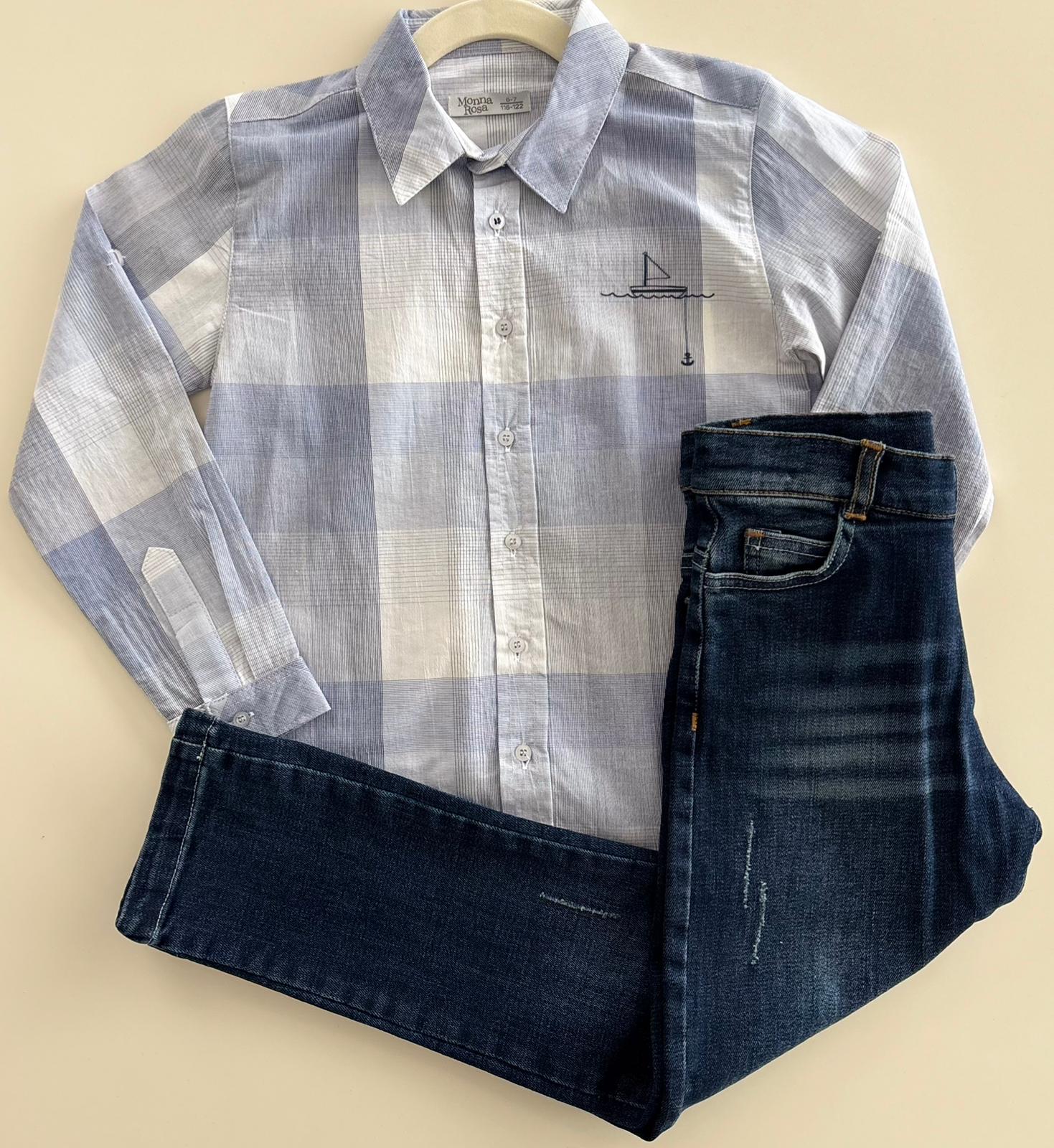 Yelkenli Gömlekli Kot Pantolonlu Takım